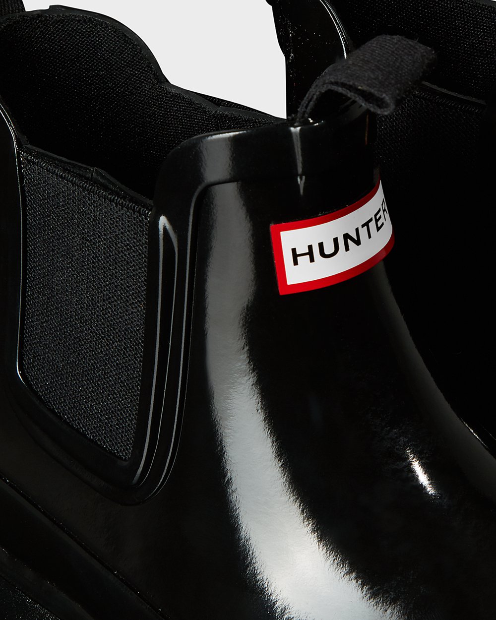 Hunter Original Big Gloss Chelsea Boots - Outlet Kids Black - KRINFH465